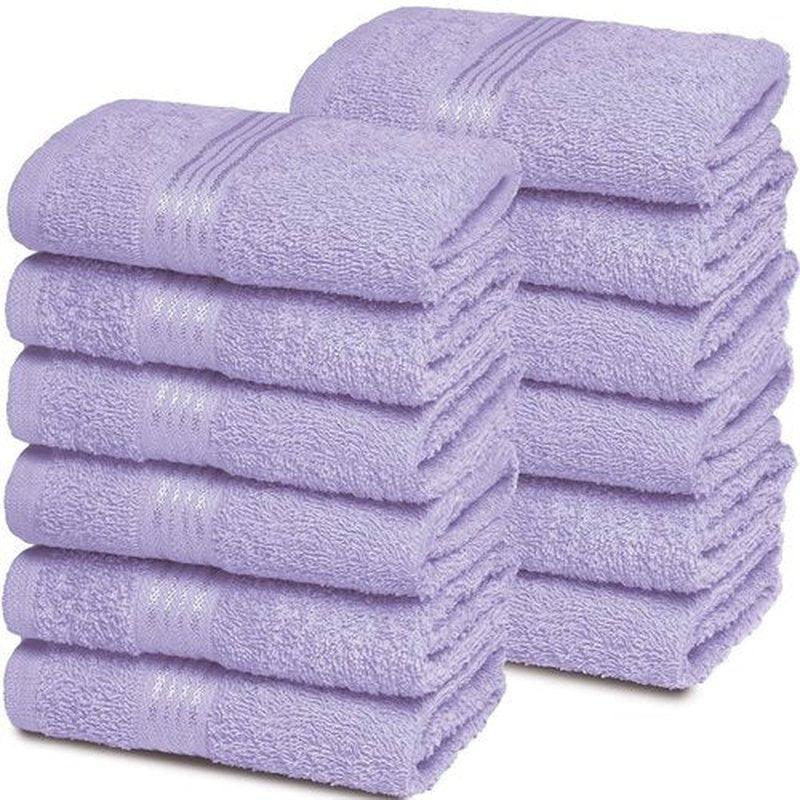 Belizzi Home Ultra Soft Cotton Washcloths, Contains 12 Piece Face Cloths 12x12 inch, Ideal for Everyday use Face Towels, Compact & Lightweight Multi Purpose Washcloths - Purple