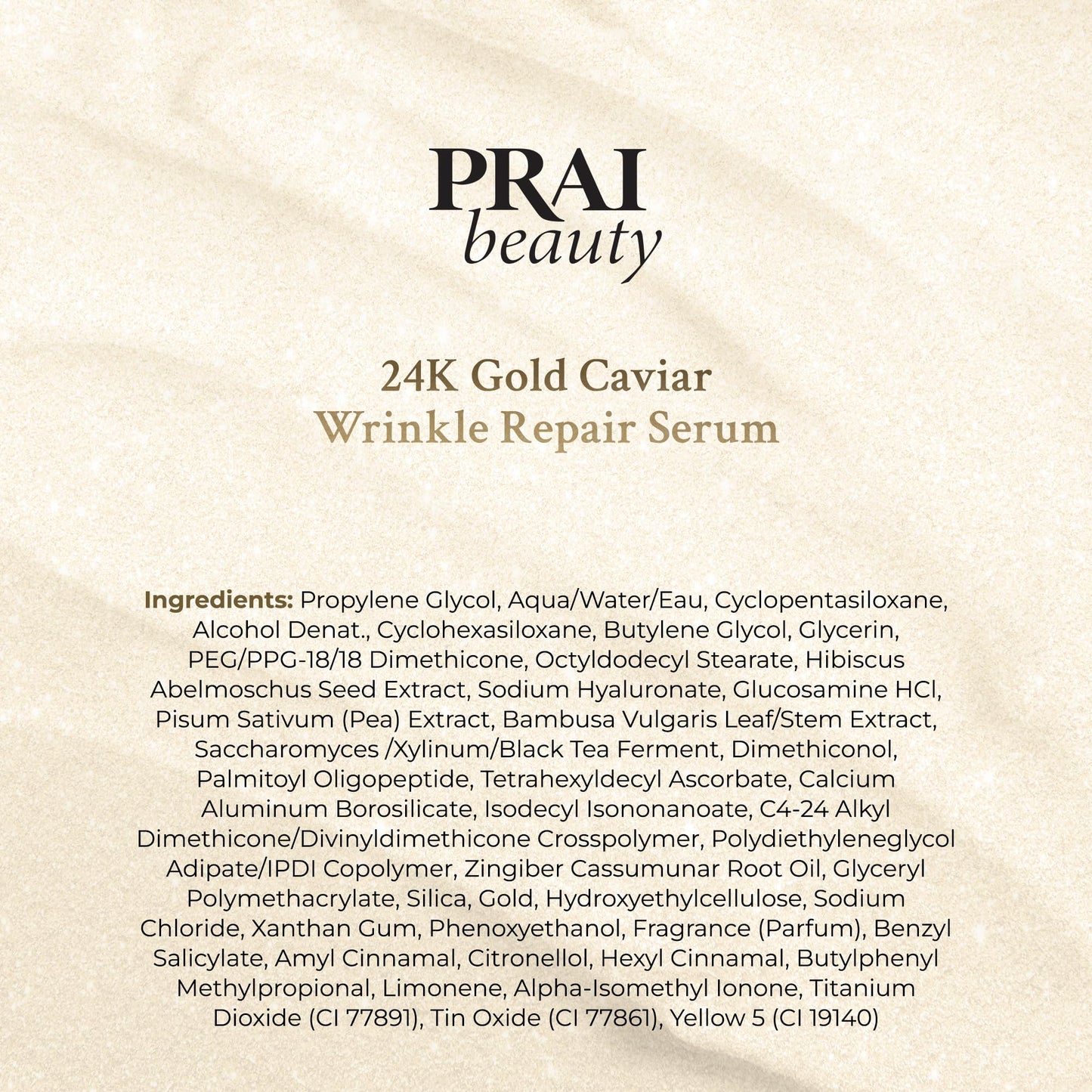 PRAI Beauty 24K Gold Caviar Wrinkle Repair Serum for Face | Anti-Aging Serum with Hyaluronic Acid to Plump and Fill In Wrinkles 4 oz