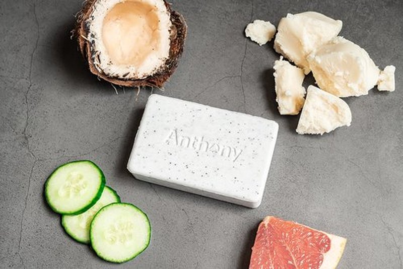 Anthony Mens Soap Bar Exfoliating Soap: Grapefruit Scent – Contains Cucumber Extract, Jojoba, Shea Butter, Squalane and Coconut Oils, Moisturizes & Exfoliates Body Skin 5 Oz