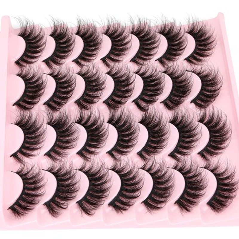 Natural False Eyelashes Wispy Mink Lashes Fluffy 16mm Cat Eye Lashes Natural Look Eye lash Like Extensions 5D Volume Strip Fake Eyelashes Pack by TNFVLONEINS