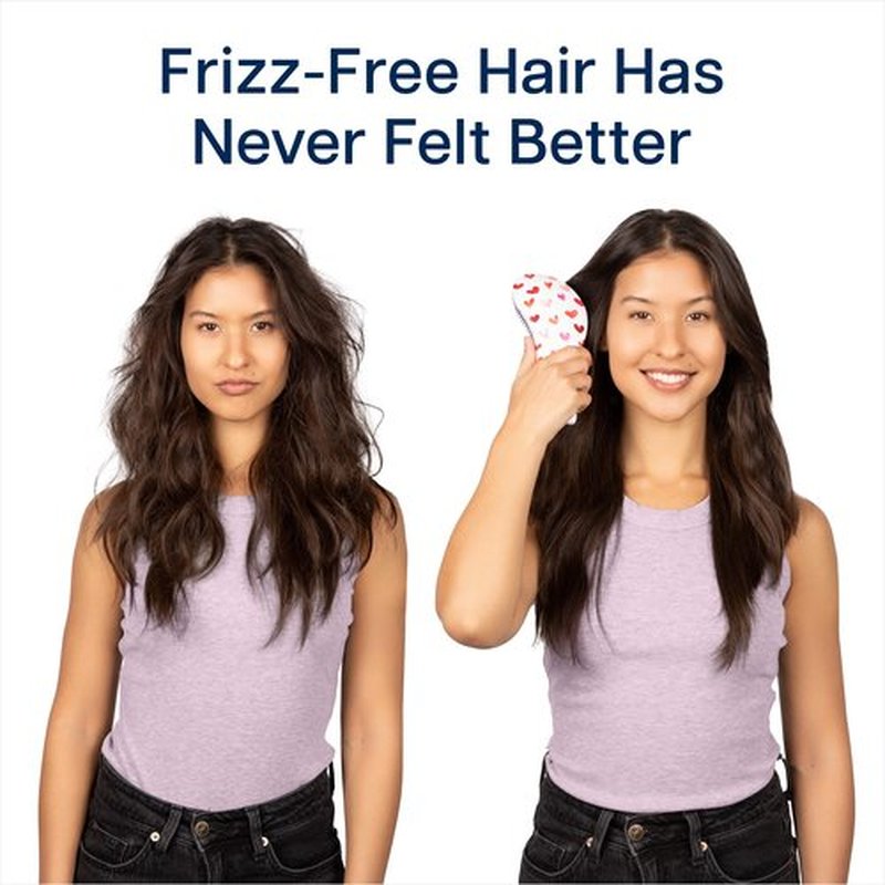 Crave Naturals Glide Thru Detangling Hair Brush - Detangler Brush for Curly or Straight, Wet or Dry Hair - Gentle on Tangles Hairbrush and Comb - Ideal for Adults and Kids - 7.5x3-Inch, Pink Hearts