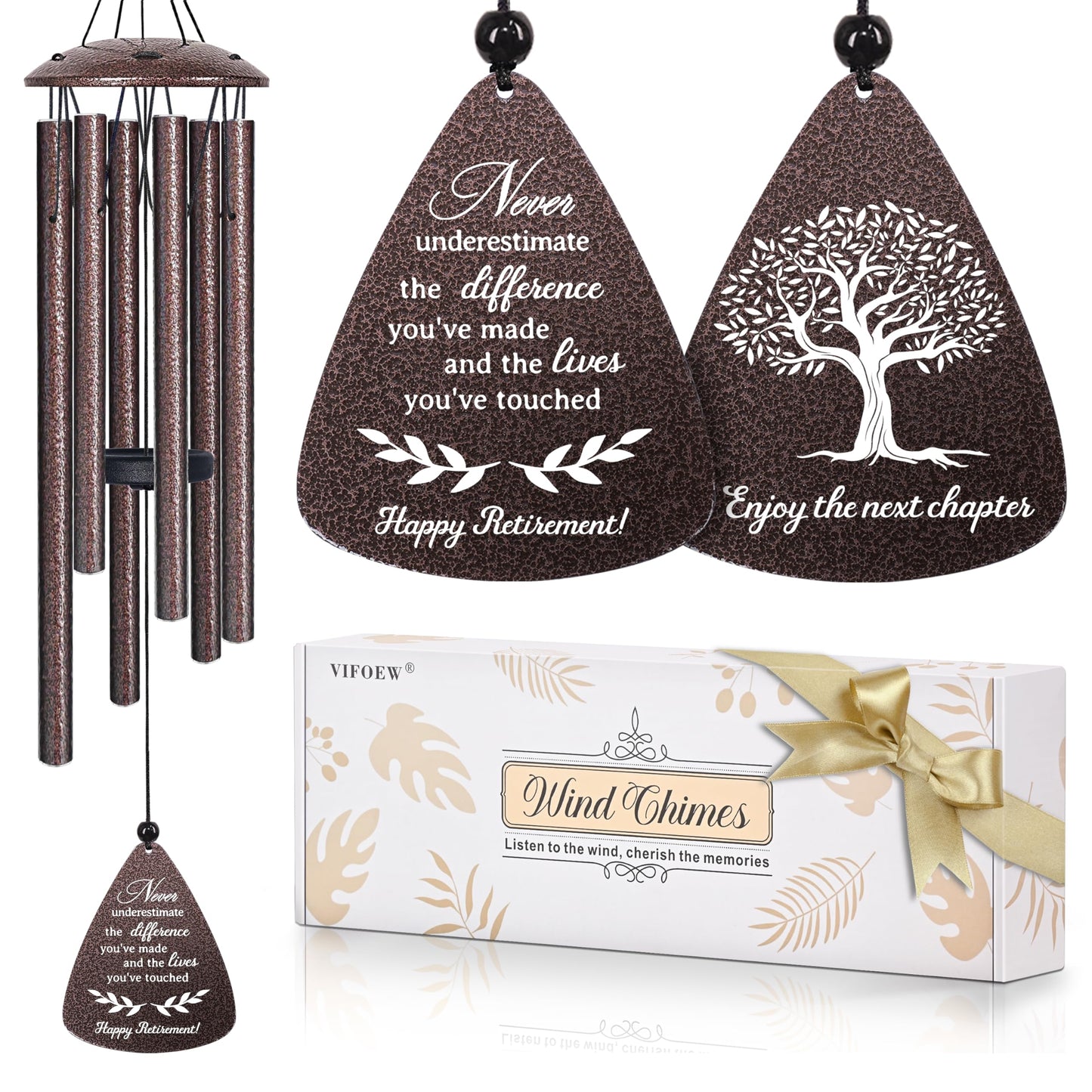 Retirement Gift for Woman Men, 32" Wind Chimes Retired Gifts, 2026 Happy Retirement Gifts for Women Coworker Colleague Boss Teachers Nurses Friends, Going Away Gift Ideas Retirement Decorations