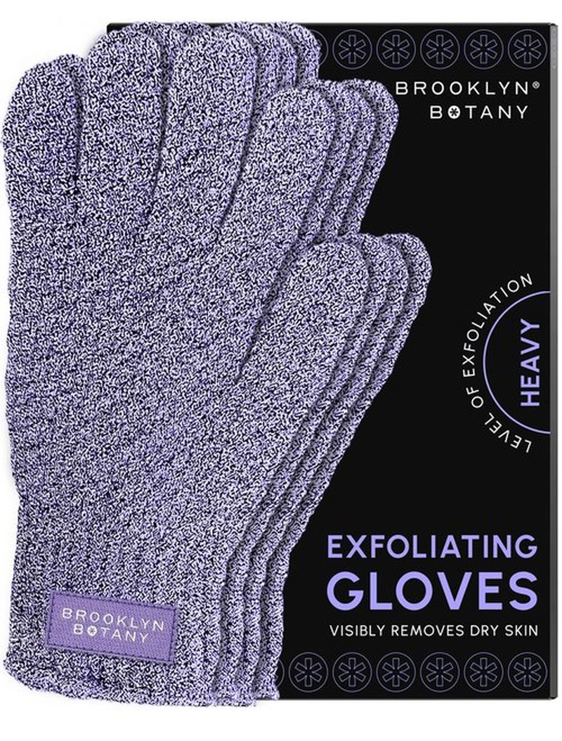 Brooklyn Botany Exfoliating Gloves for Bath and Shower – Heavy Duty Exfoliating Body Scrubber for Massage and Dead Skin Remover for Body – 2 Pairs