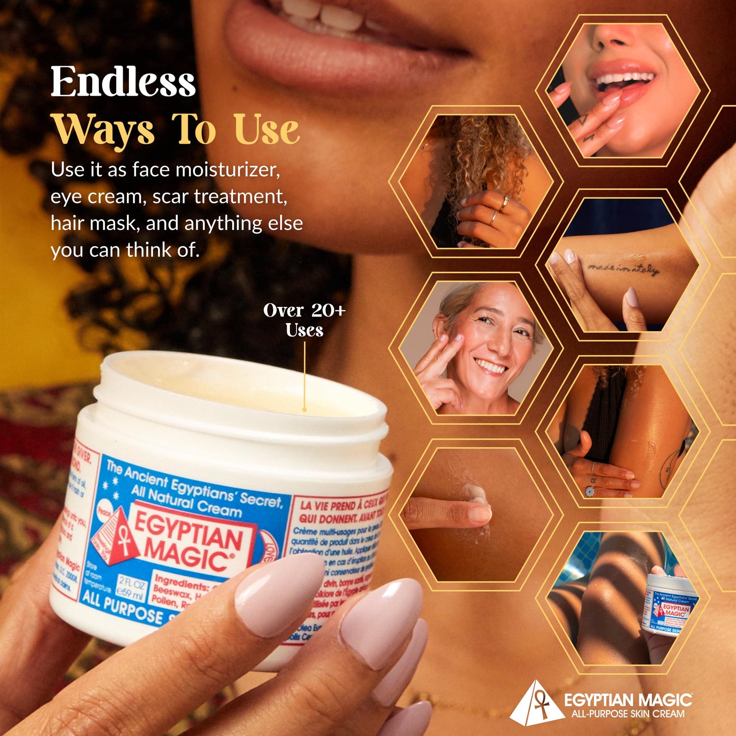 Egyptian Magic - All Purpose Face, Body, and Dry Skin Moisturizing Cream, Skin Protectant for Women & Men, 4 & 2oz Bundle