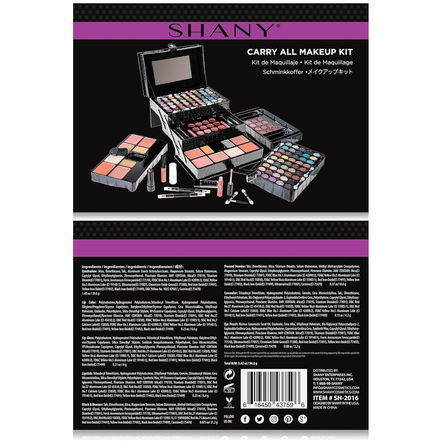 SHANY All In One Makeup Set, Eyeshadow, Blushes, Face Powder, Lipstick, Eye liners, Make up Pencils and Cosmetics Mirror - Makeup Kit With Reusable Storage Beauty Box - Red