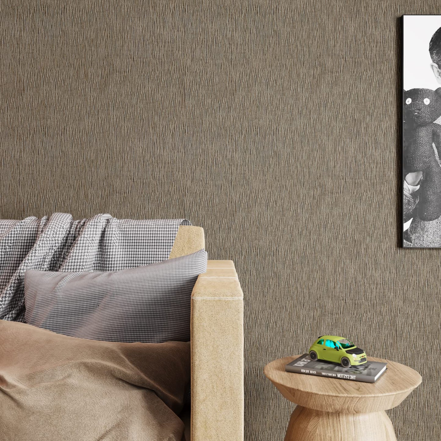 CRE8TIVE Tan Grasscloth Peel and Stick Textured Wallpaper - Removable Fabric Linen Wallpaper Decorative Self Adhesive Contact Paper for Bedroom Bathroom Cabinets Walls 12"x354"