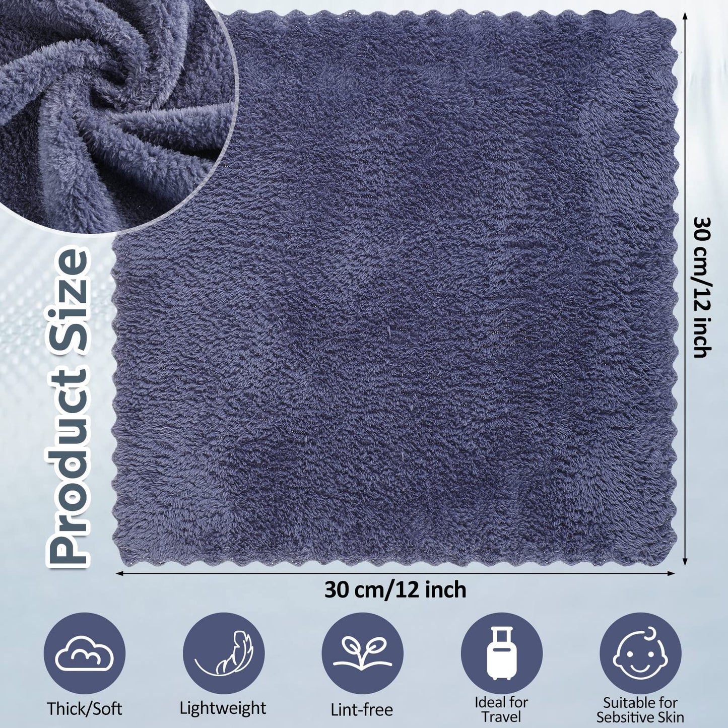 Newwiee 100 Pack Washcloths Bulk, Ultra Soft Wash Cloths 12 x 12 Inch Quick Dry Absorbent Microfiber Face Towel,Reusable Facial Fingertip Cloth for Spa Baby Shower & Craft(Dark Grey)