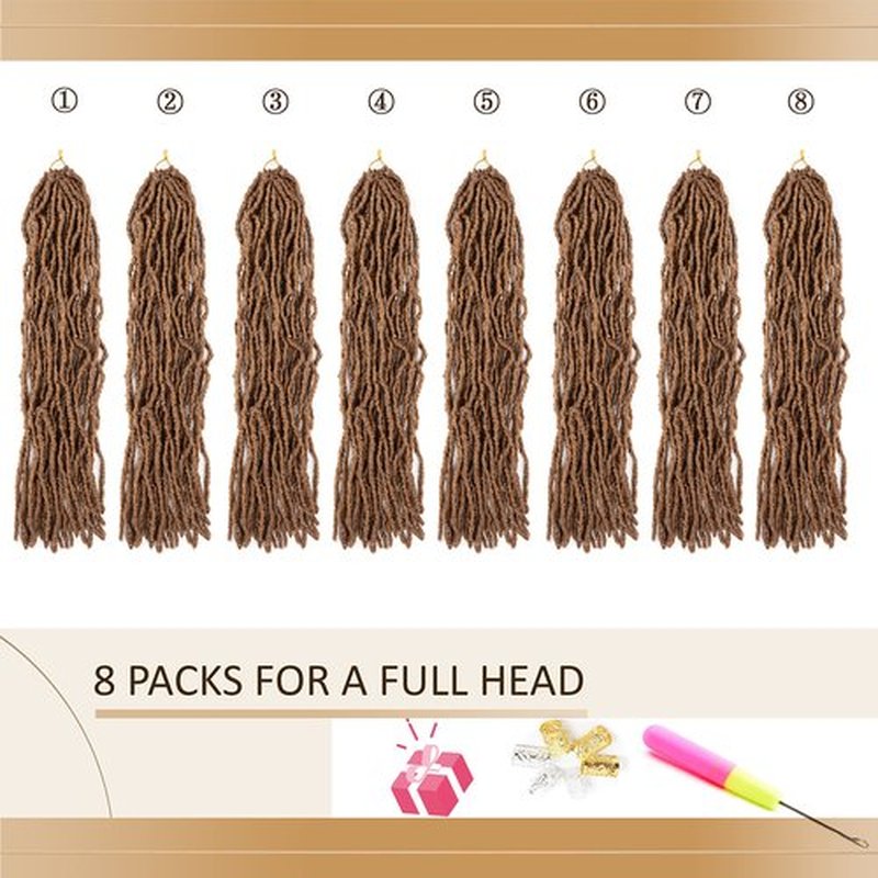 Faux Locs Crochet Hair Soft Locs 14 inch 8 Packs Short Color 30 Pre Looped Crochet Locs Goddess Locs Crochet Hair For Black Women Braiding Hair Extensions (14 Inch (Pack of 8), 30#)