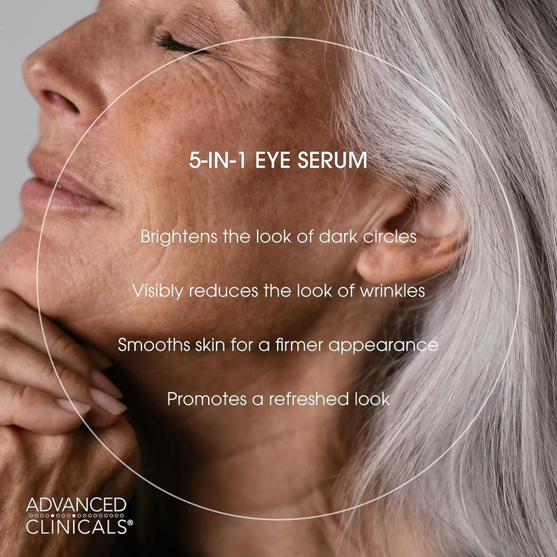 Advanced Clinicals 5-in-1 Eye Serum - Anti-Aging Under Eye Treatment for Dark Circles & Puffiness | 2 Fl Oz