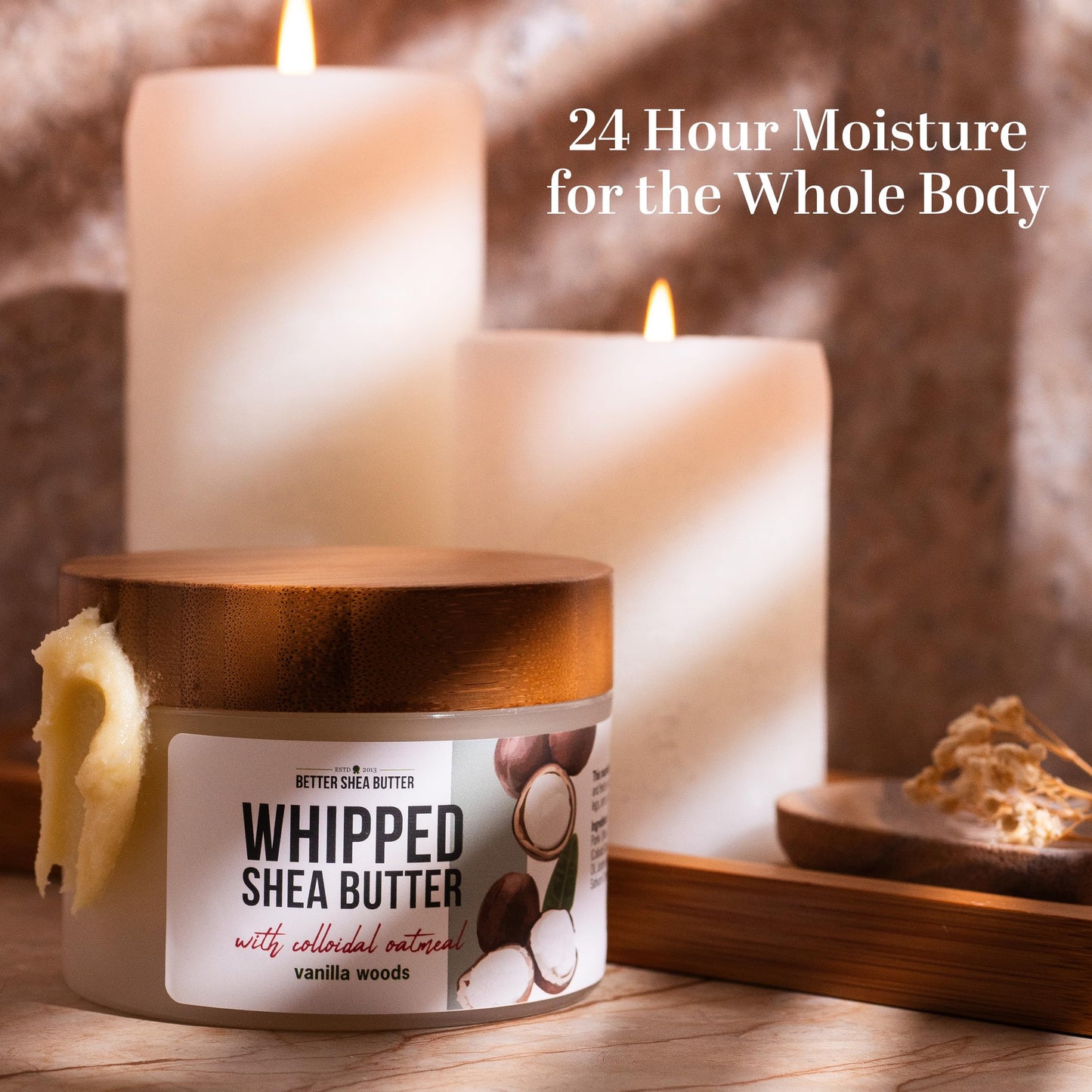 Whipped Shea Butter with Colloidal Oatmeal | Vanilla Woods Essential Oil Blend | Deep Hydration Body Butter for Dry Skin | Water-Free Raw Shea Moisturizer for Men & Women