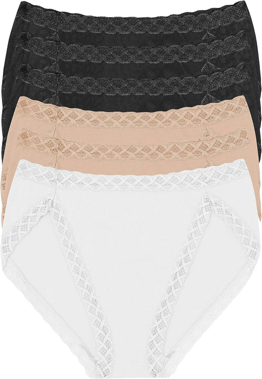 Natori Women's Bliss French Cut Panties - Comfortable Cotton 3-Pack | Assorted Colors