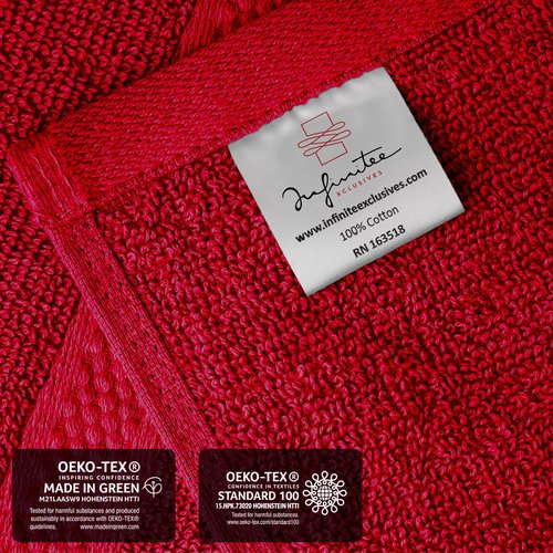 Infinitee Xclusives Premium Wash Cloths for Showering [13x13] – 100% Cotton Washcloths [Pack of 12], Soft and Absorbent Face Towels for Bathroom Wash Clothes, Gym, and Spa |Burgundy|