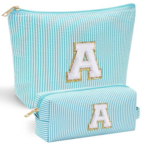YOOLIFE Skincare for Girls 10-12 - Personalized Initial Makeup Bag丨Cosmetic Bag丨Travel Toiletry Bag丨Birthday Gifts for Women Her Bridesmaid Friend Wife Girlfriend Daughter Teacher Birthday Gifts A