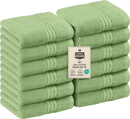 Premium 12-Pack Cotton Wash Cloths - Highly Absorbent & Soft 12x12 for Bathroom, Spa, Gym - Plum