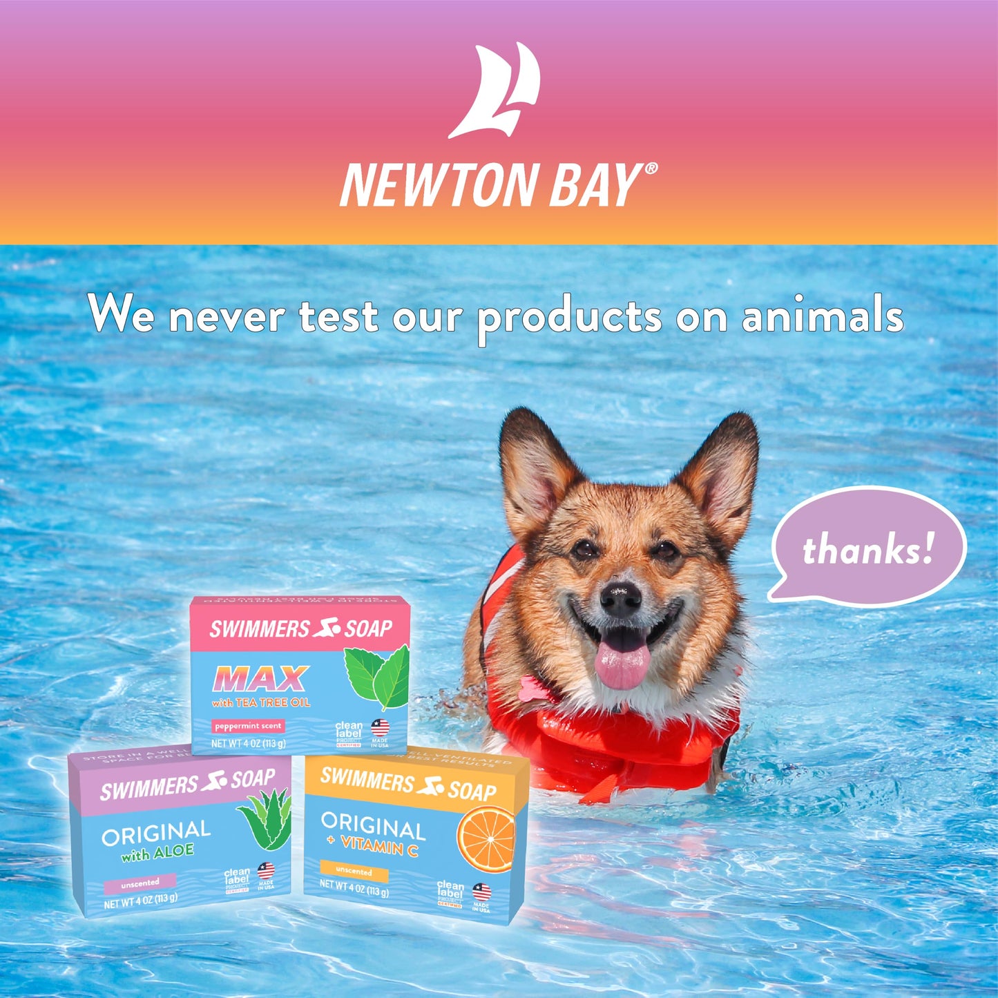 Newton Bay Swimmers Soap | All Natural Body and Face Wash Soap Bar | Gently Washes Away Chlorine After Swimming | Revitalizes Sensitive Skin | 2-Pack of 4 Ounce Soap Bars