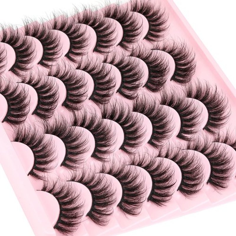 Natural False Eyelashes Wispy Mink Lashes Fluffy 16mm Cat Eye Lashes Natural Look Eye lash Like Extensions 5D Volume Strip Fake Eyelashes Pack by TNFVLONEINS