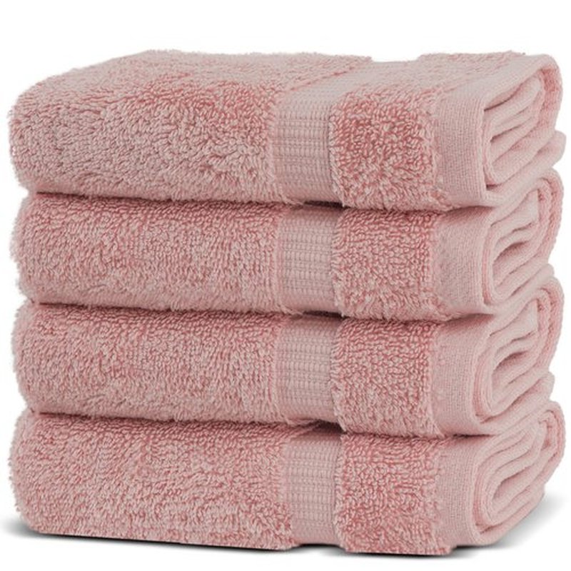 Chakir Turkish Linens | Hotel & Spa Quality 100% Cotton Premium Turkish Towels | Soft & Absorbent (4-Piece Washcloths, Pink)