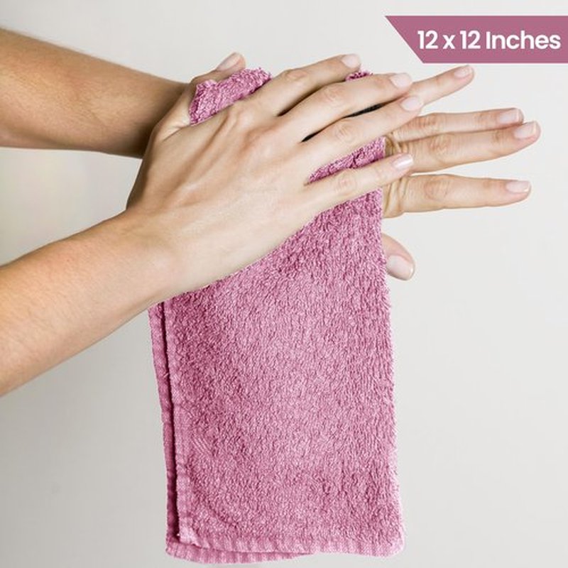 Utopia Towels 24 Pack Cotton Washcloths Set - 100% Ring Spun Cotton, Premium Quality Flannel Face Cloths, Highly Absorbent and Soft Feel Fingertip Towels (Pink)