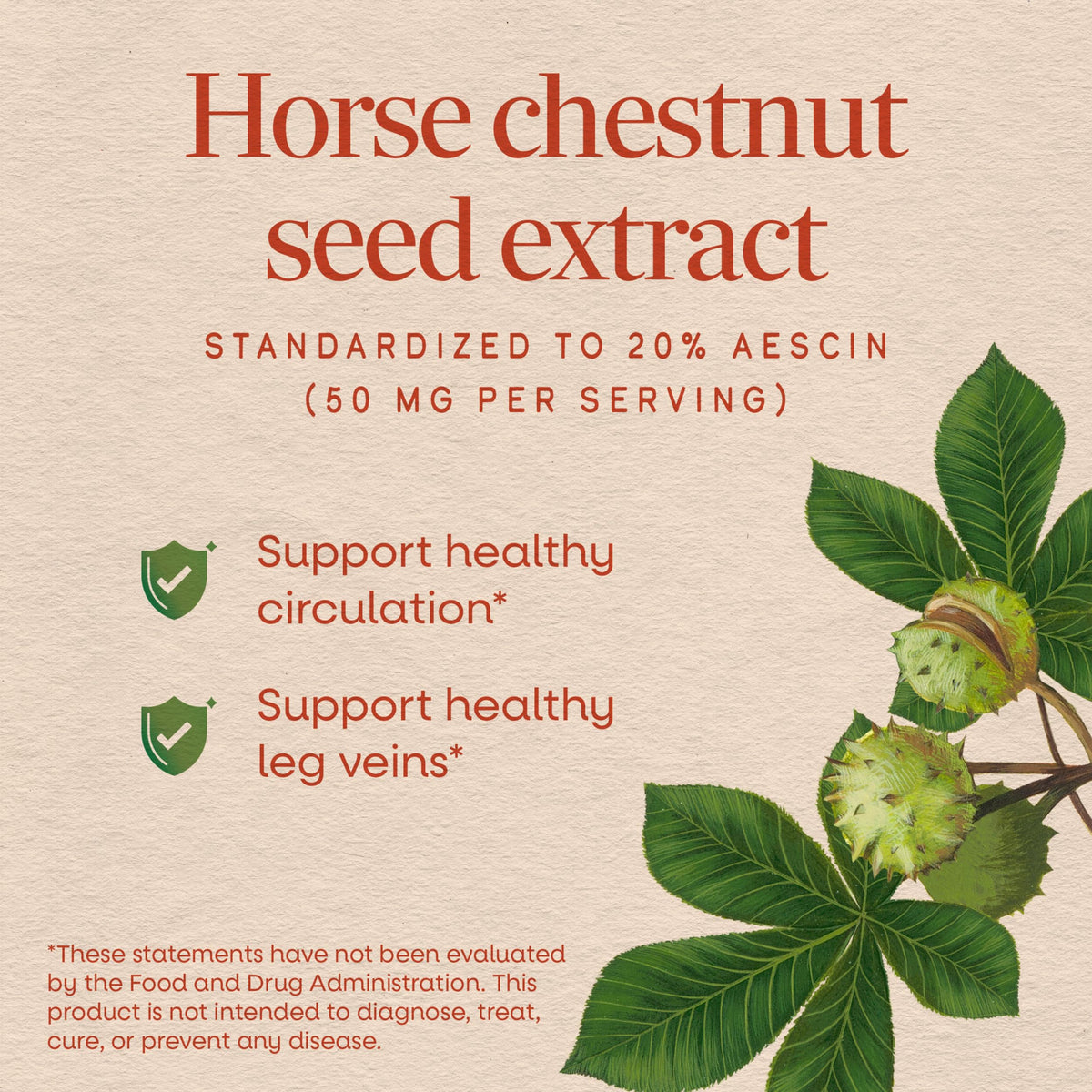 Nature's Way Horse Chestnut Extract, Supports Healthy Leg Veins*, 90 ct