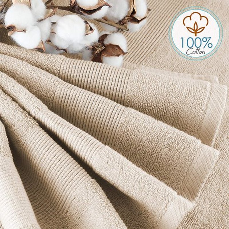 Hearth & Harbor Bath Towels for Bathroom - 100% Ring Spun Cotton Luxury Bathroom Towels - Soft & Highly Absorbent Bath Towels Set, 10 Piece Set (2 Bath Towels, 2 Hand Towels, 6 Washcloths) - Cream