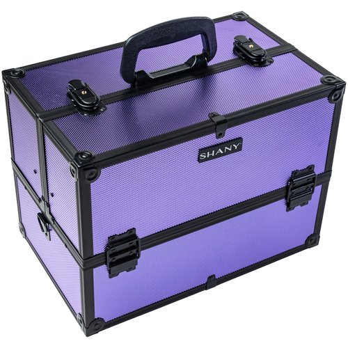 SHANY Essential Pro Makeup Train Case Cosmetic Box Portable Makeup Case Cosmetics Beauty Organizer Jewelry storage with Locks, Multi Compartments Makeup Box and Shoulder Strap - Lily