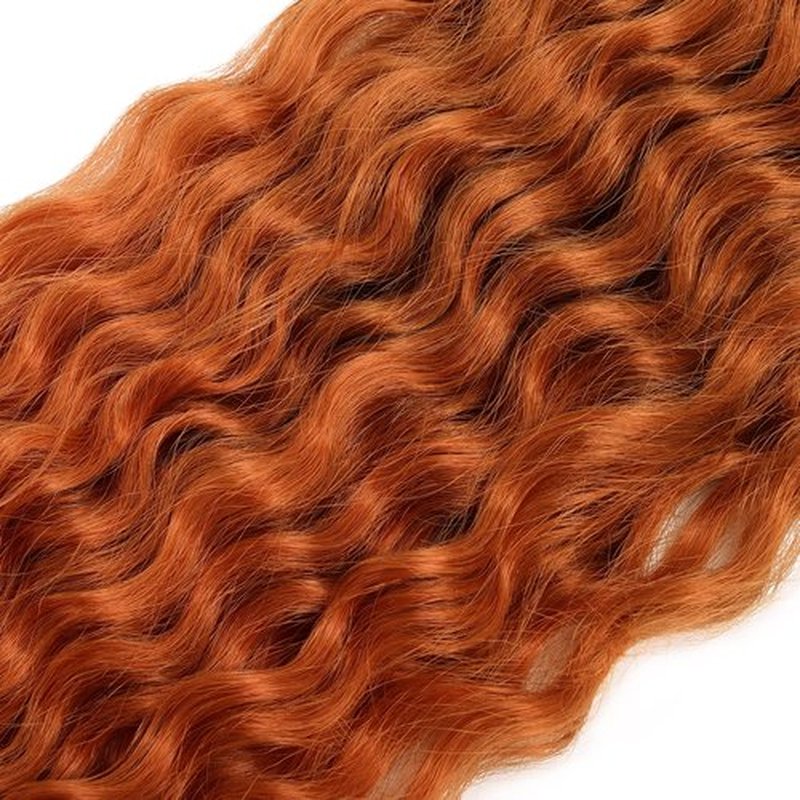 Ocean Wave Crochet Hair 22inch, Orange Curly Braiding Crochet Hair, Synthetic Wavy Crochet Hair Extensions for Women 6packs # 30/145T