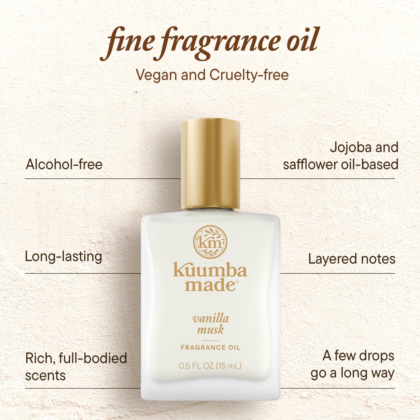 Kuumba Made Vanilla Musk Fragrance Oil Roll-On, Alcohol-Free, 0.5 Fl Oz