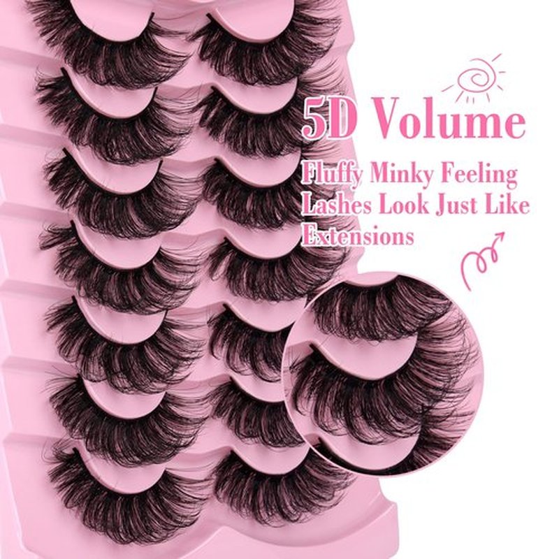 JIMIRE Lashes Mink Fluffy Dramatic Wispy False Eyelashes 20MM 6D Volume Crossed Strip D Curl Eye Pestañas Thick Soft Fake 7 Pairs Pack