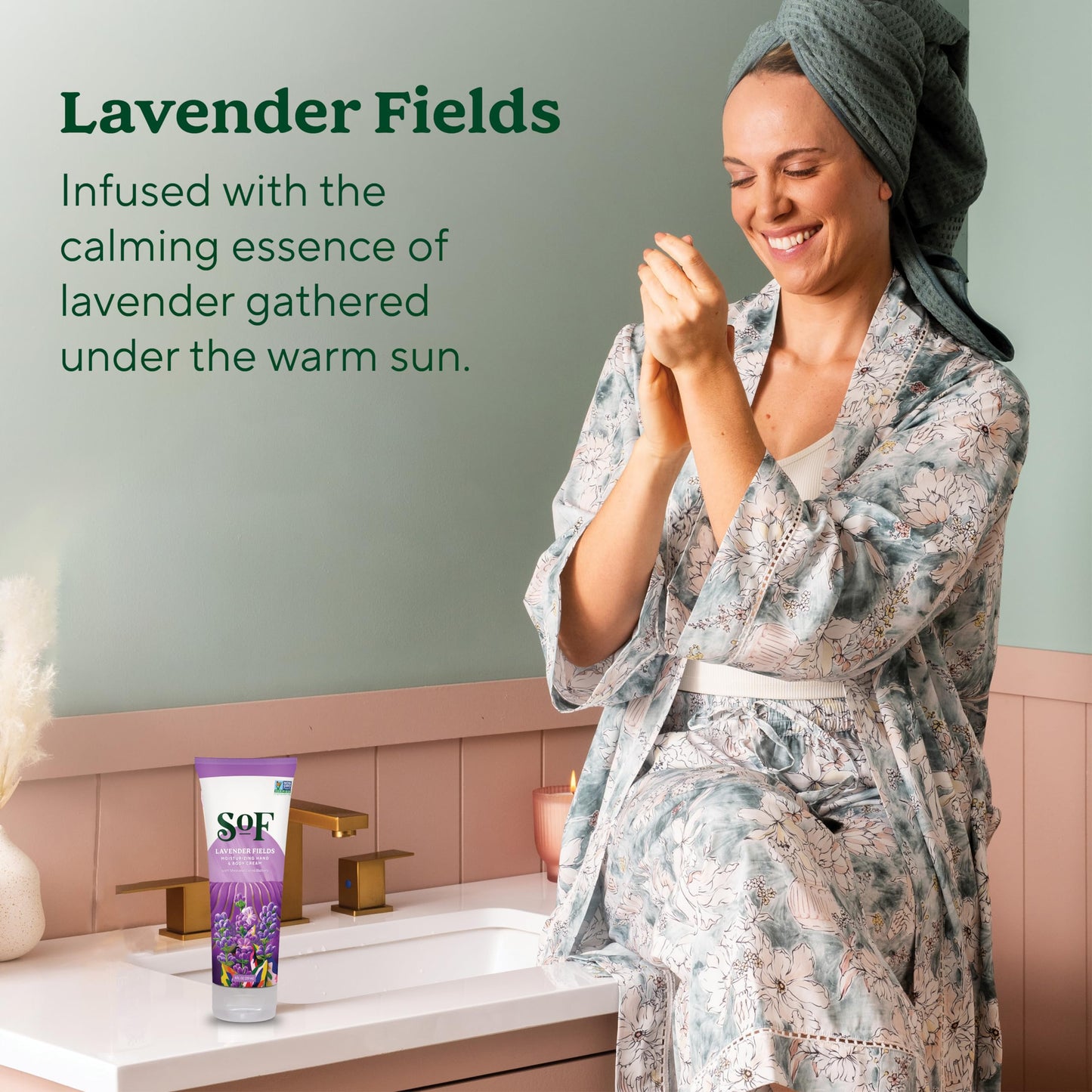 South Of France SoF Moisturizing Hand & Body Cream - With Organic Shea + Cocoa Butter and Sweet Almond Oil,Non GMO & Vegan, Lavender Fields, 8 Fl Oz, 2 Pack