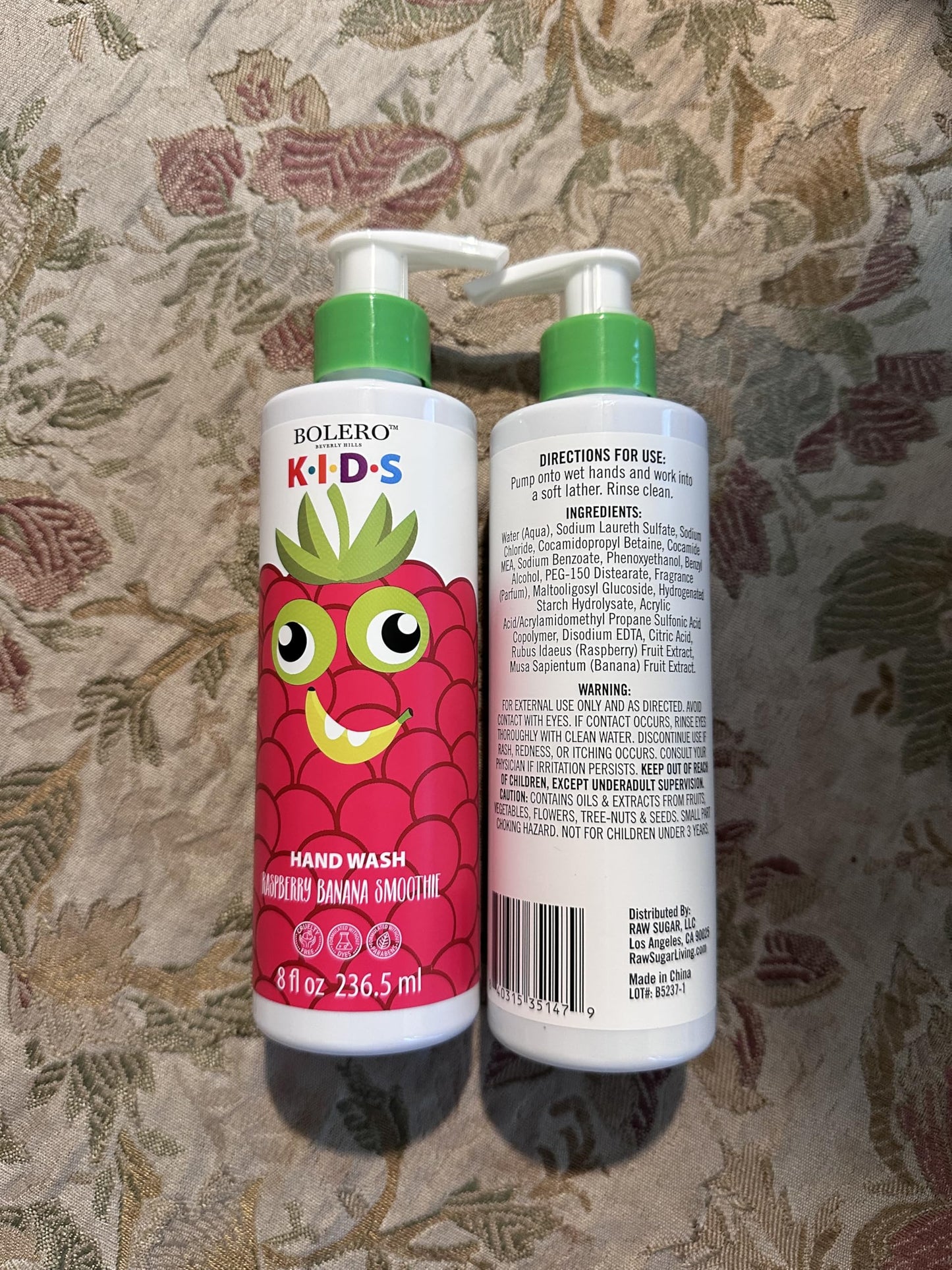 Bolero Kids Raspberry Banana Smoothies Hand Soap for Gentle Cleansing 8 FL oz (2 Pack)