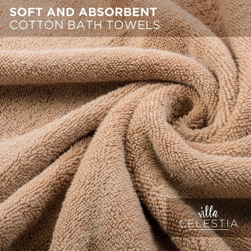 Villa Celestia Luxury Bath Towels, 700 GSM Premium Beige Bath Towels, Quick Dry Beige Towels Bathroom, Soft Bath Towels Body Towels Beige Towel Set for Bathroom 27x54 Inches, Beige Towels Set of 3