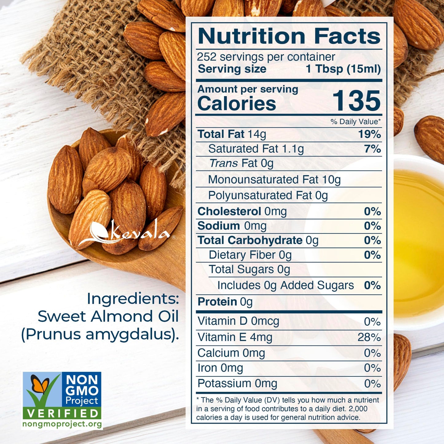 Kevala Sweet Almond Oil - 1 gal, Vegetable Salad Dressing Base, Beauty Oil