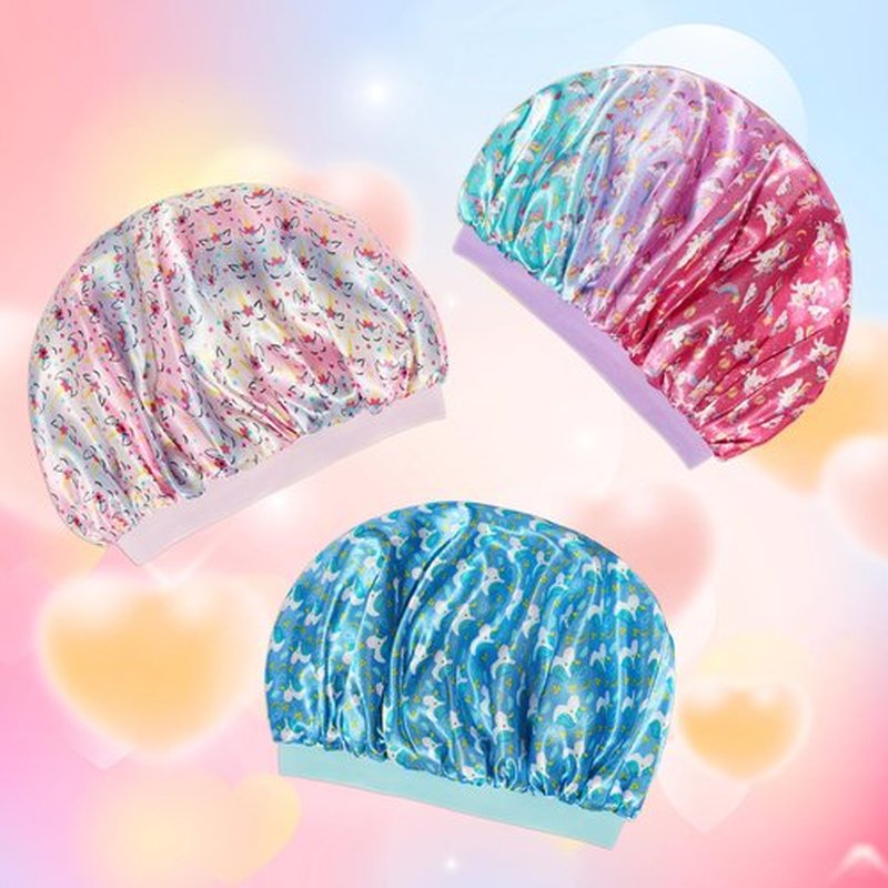 3 Pcs Bonnet for Kids, Silk Bonnet for Sleeping, Satin Bonnet for Sleeping, Soft Wide Band Silk Sleep Cap, Bonnet for Curly Hair for Teens Child Toddler