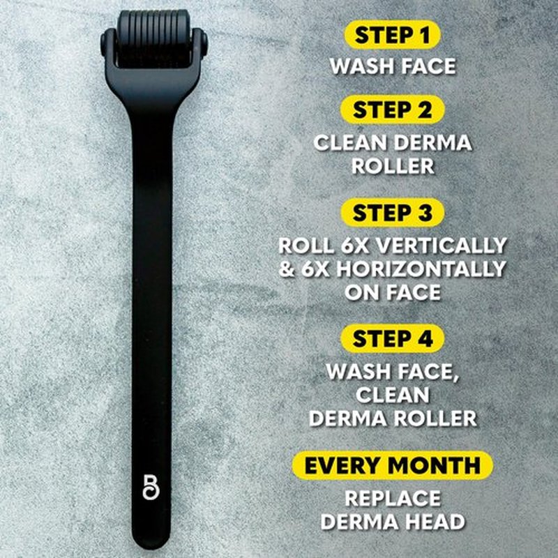 Beard Club Derma Roller for Face, Body and Scalp - Microneedling Roller for Men and Women with 540 Titanium Microneedles - Beard Roller for Hair & Beard - Weighted Metal Handle - Magnetic Storage Case