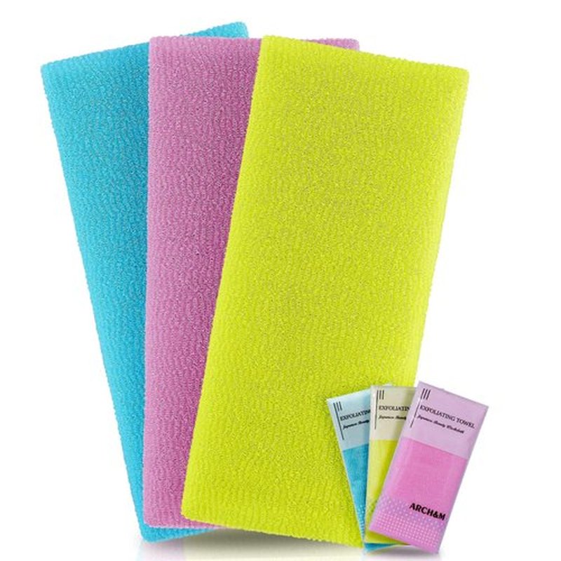 ARCH&M Exfoliating Washcloth 12 Pack Back Scrubber For Shower Towel Exfoliating Body Scrubber Microabrasion Sponge Japanese Bath Wash Korean Exfoliating Beauty Wash Cloth Loofah Exfoliating Scrub