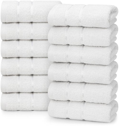 Utopia Towels - 12 Pack Viscose Luxury Wash Cloths Set (12 x 12 Inches) Cotton Ring Spun, Highly Absorbent and Soft Feel Essential Washcloths for Bathroom, Face Towel, Gym and Spa (White)