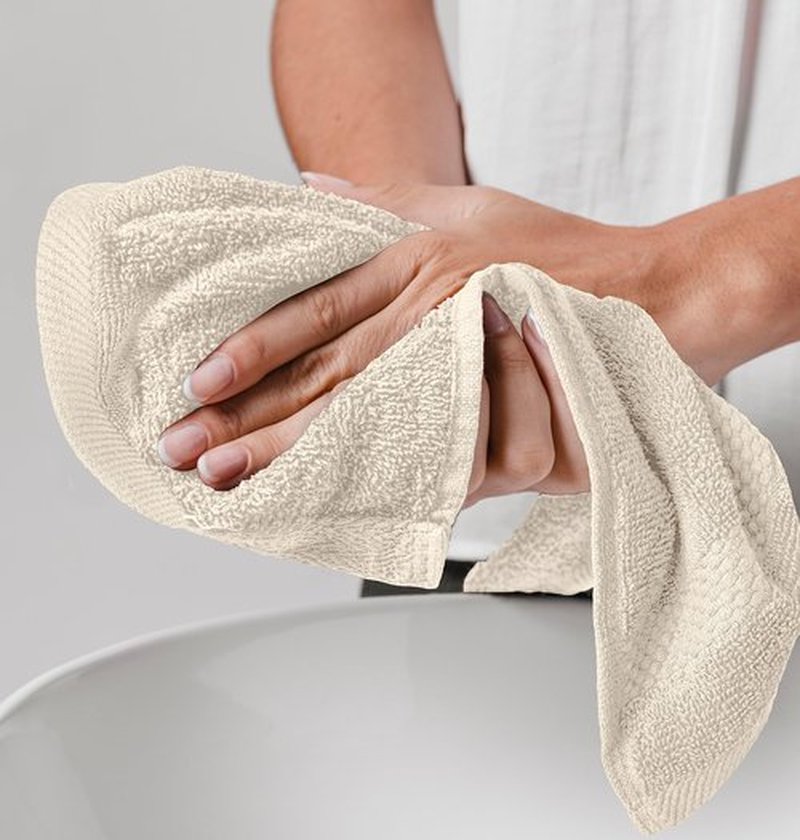White Classic Luxury Washcloths for Bathroom-Hotel-Spa-Kitchen-Set - Circlet Egyptian Cotton - Highly Absorbent Hotel Quality Face Towels - Bulk Set of 12-13x13 Inch (Ivory)