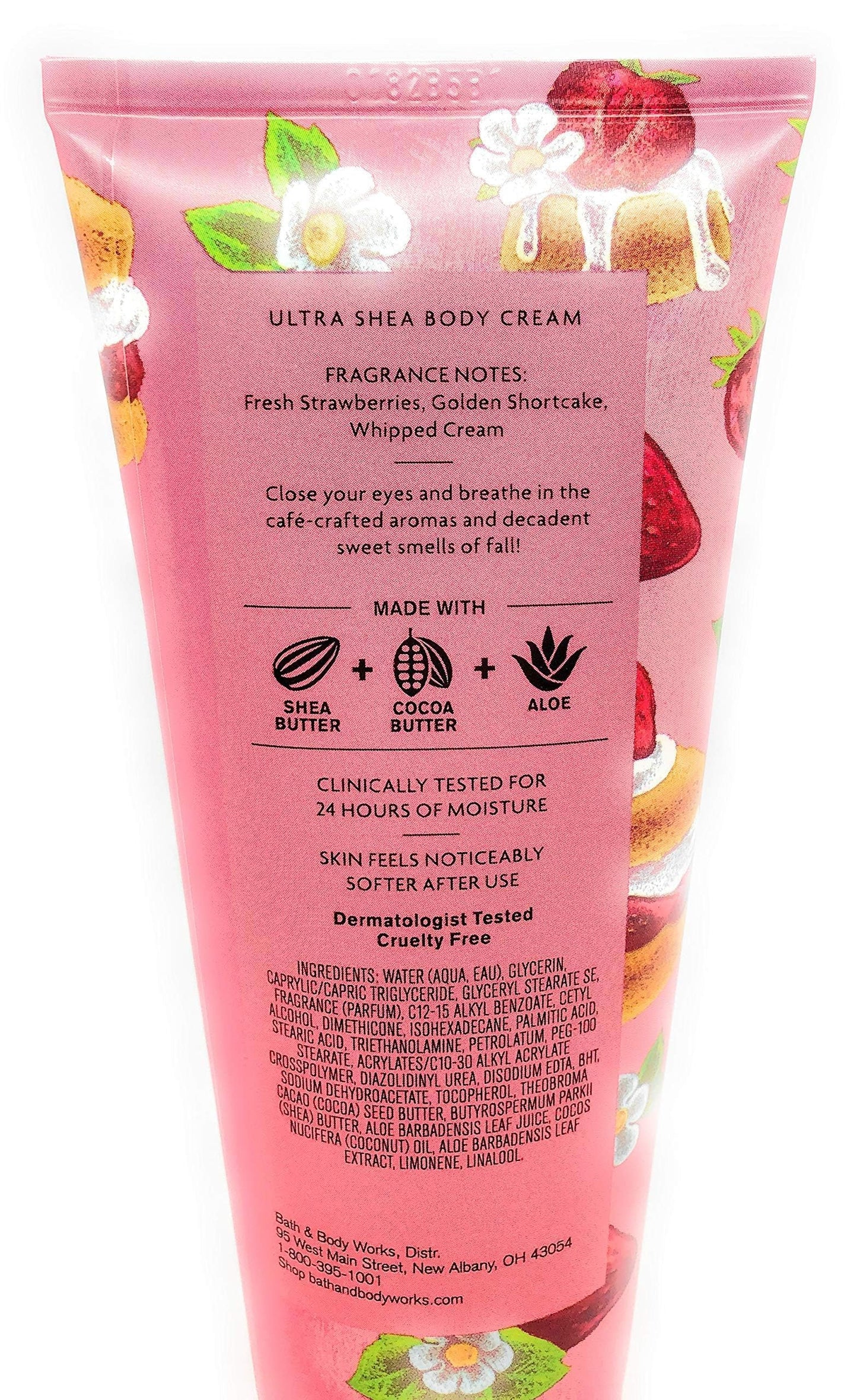 Bath and Body Works Strawberry Pound Cake Body Cream 8 Ounce Full Size