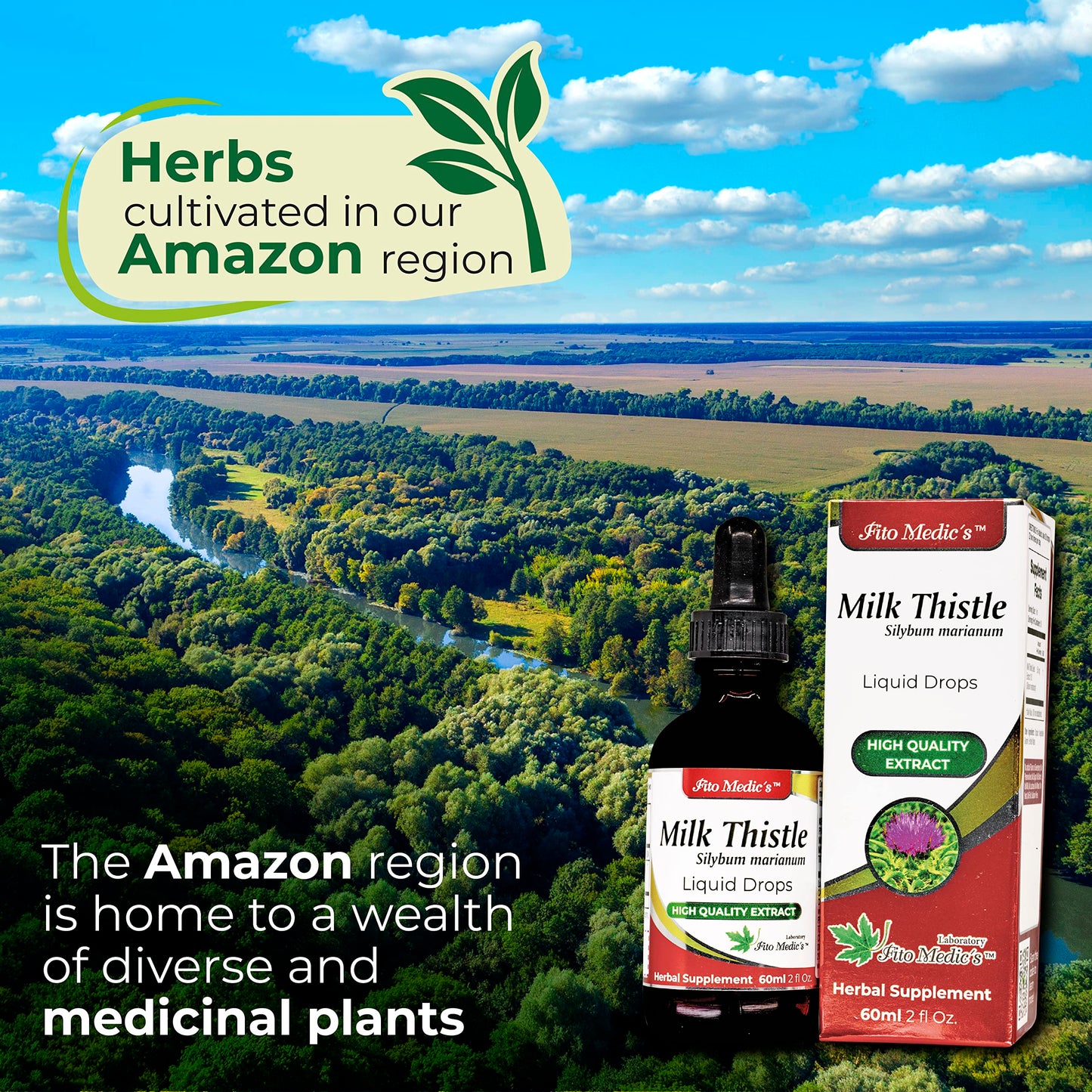 FITO MEDIC'S Lab - Milk Thistle Liquid, Liver Support - Pure - Milk Thistle Extract - Cardo Mariano – from - Milk Thistle Seed, Ultra high Absorption, Alcohol Free.