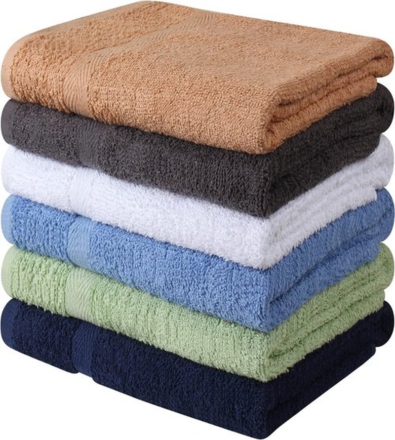 Towel and Linen Mart 100% Cotton 6 Pack Bath Towel Set, Quick Dry, Super Absorbent, Light Weight, Soft, (27 x 54 Pack of 6) (27 x 54 6 Pack, Beige, White, Grey, Sky Blue, SAGE Green, Navy)