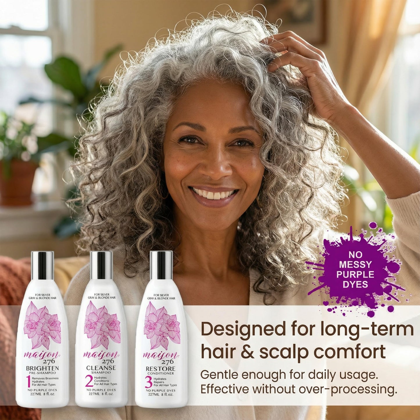 Maison 276 CLARIFY Pre-Shampoo (Shampoo for Gray Hair for Women & for Silver Hair) – Removes Buildup, Restores Clarity & Shine, No Purple Dyes, Plant-Based Weekly Reset, 8 oz