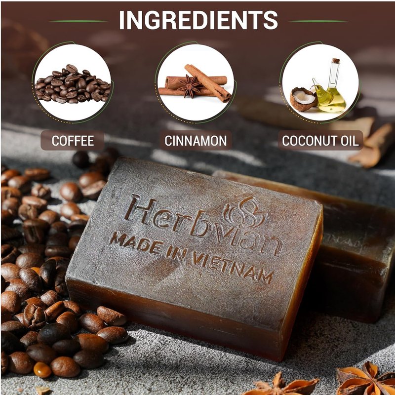 Vietnamese Coffee Cinnamon Soap Bars - 2 Pcs | Cleansing Body & Face Soap for All Skin Types