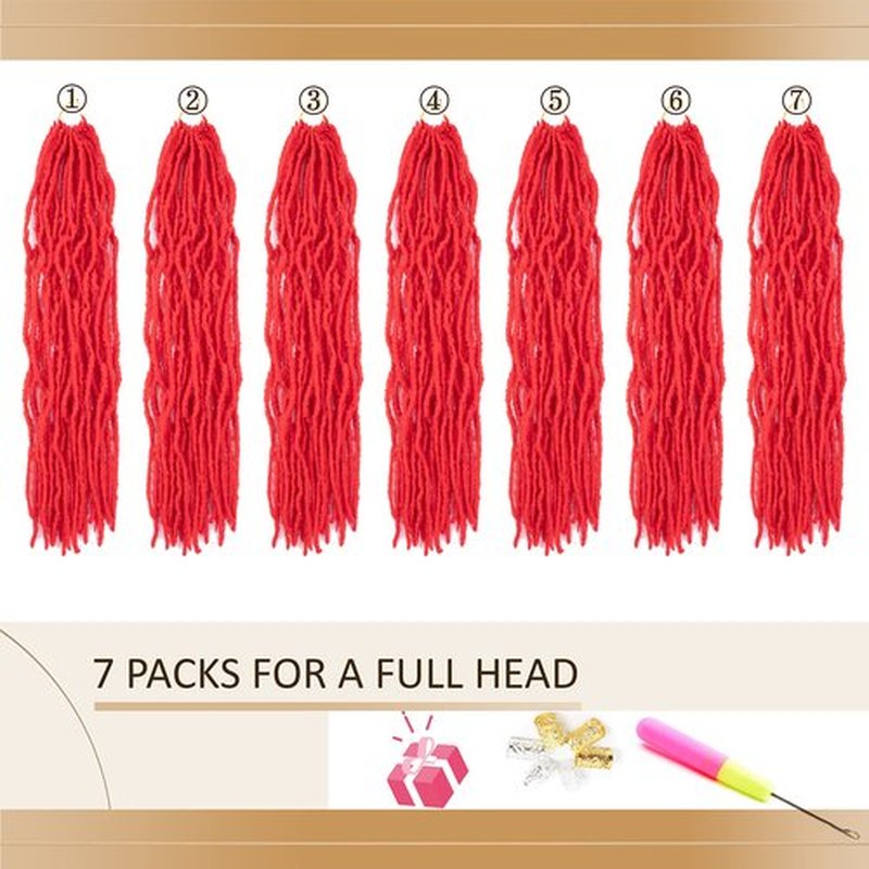 Red Soft Locs 18 inch Faux Locs Crochet Hair 7 Packs Short Pre Looped Crochet Locs Goddess Locs Crochet Hair For Black Women Braiding Hair Extensions (18 Inch (Pack of 7), Red)