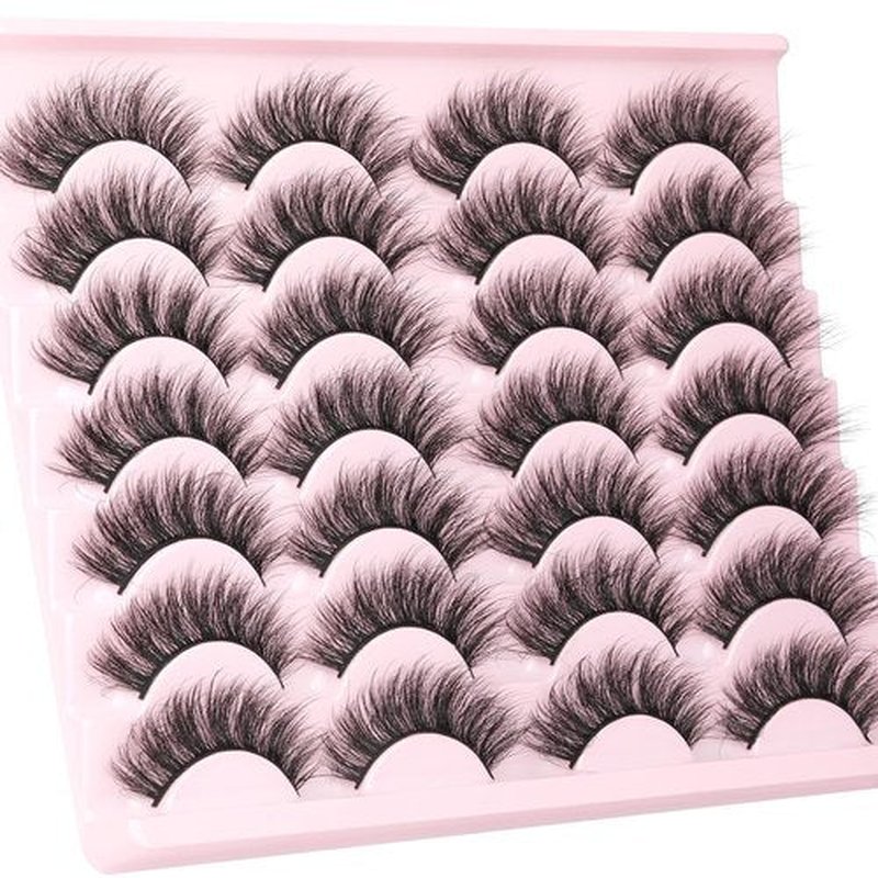 Wispy False Eyelashes Cat Eye Lashes Natural Look Fluffy Mink Lashes 16mm Strip Eyelashes Pack Wholesale 14 Pairs 4D Volume Multipack by TNFVLONEINS