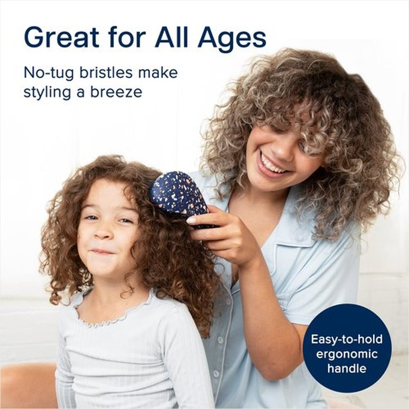 Crave Naturals Glide Thru Detangling Brush for Adults and Kids - Detangler Brush for Curly or Straight, Wet or Dry Hair - Gentle on Tangles Hairbrush and Comb - 7.5 x 3-Inch, Terrazzo