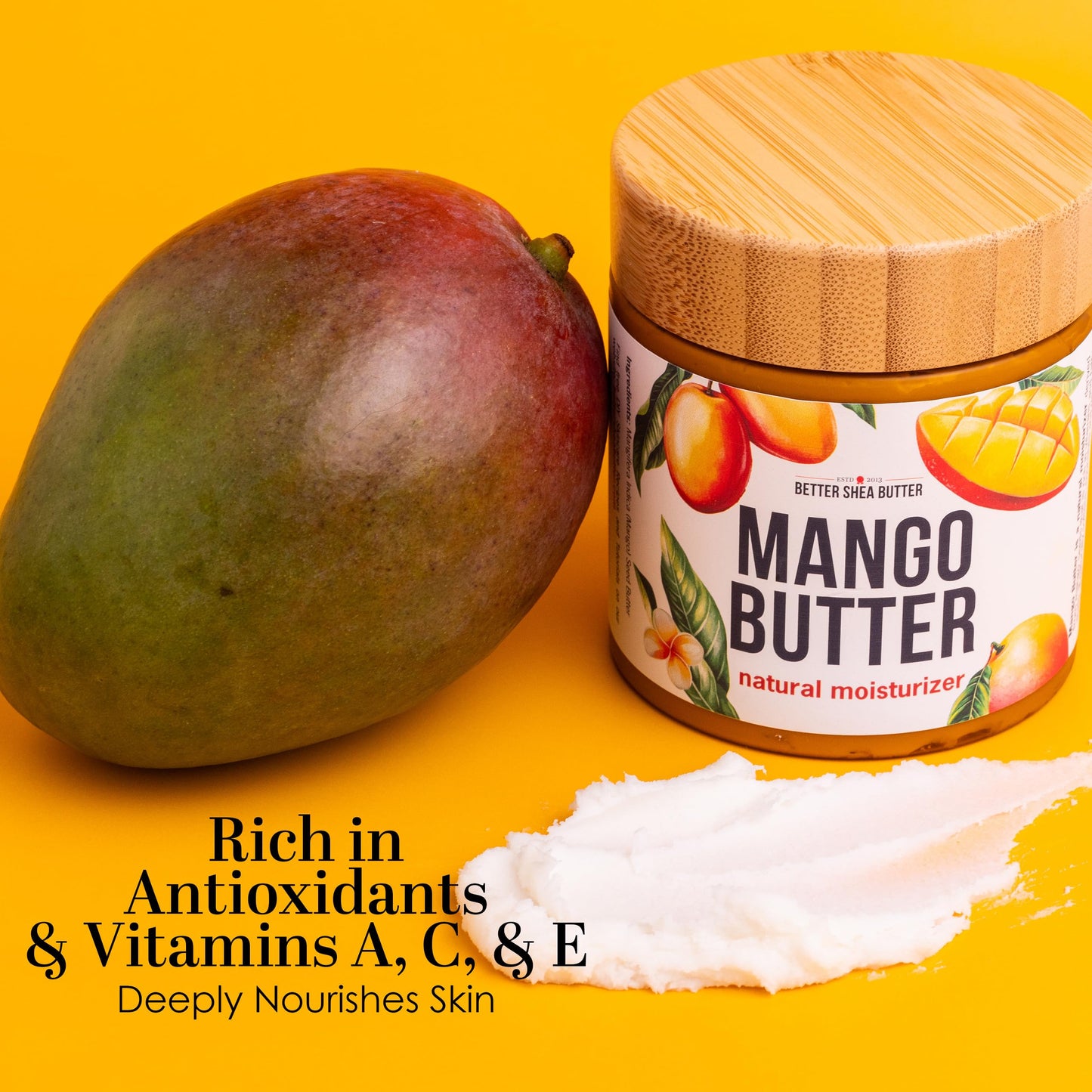 Raw Mango Butter - 100% Pure Mango Seed Butter - Natural Moisturizer for Skin and Hair - Use with Shea in DIY Body Butter, Lip Gloss, Lotion Bar and Soap Making, 8 oz Jar