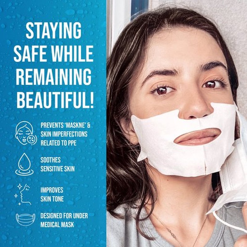 masque BAR Shield & Soothe Hydrogel Facial Mask, Korean Face Sheet Mask, Hydrating Sheet Mask, Calming Moisture Mask with Aloe Vera, Skin Care for Prolonged Use of Safety Face Masks, Pack of 6