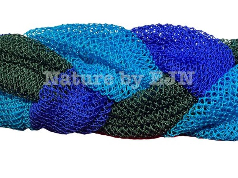 Nature by EJN - Net Bath Sponge, Customized N1 Weave, Long, NKN Naturals, Skin Exfoliation, African, Porous, Stretches to Approximately 49" (Sea Blue)