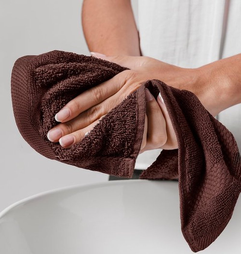 White Classic Luxury Cotton Washcloths - Large Hotel Spa Bathroom Face Towel | 12 Pack | Brown