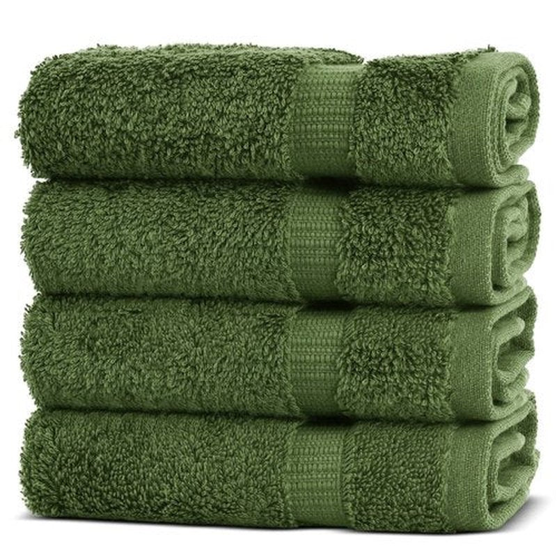 Chakir Turkish Linens | Hotel & Spa Quality 100% Cotton Premium Turkish Towels | Soft & Absorbent (4-Piece Washcloths, Moss)